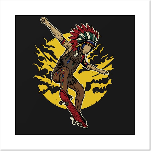 Indian Chief Skateboard Wall Art by MisfitInVisual